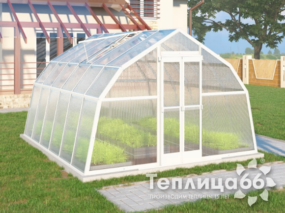 Теплица Рада Таймыр из поликарбоната, 3,5x4 метра, белая